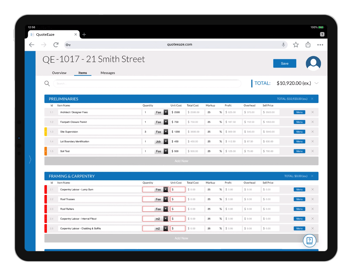 Quote Eaze - Quoting for Trades and Builders